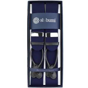 Boxcloth Braces - Navy / Black Leather