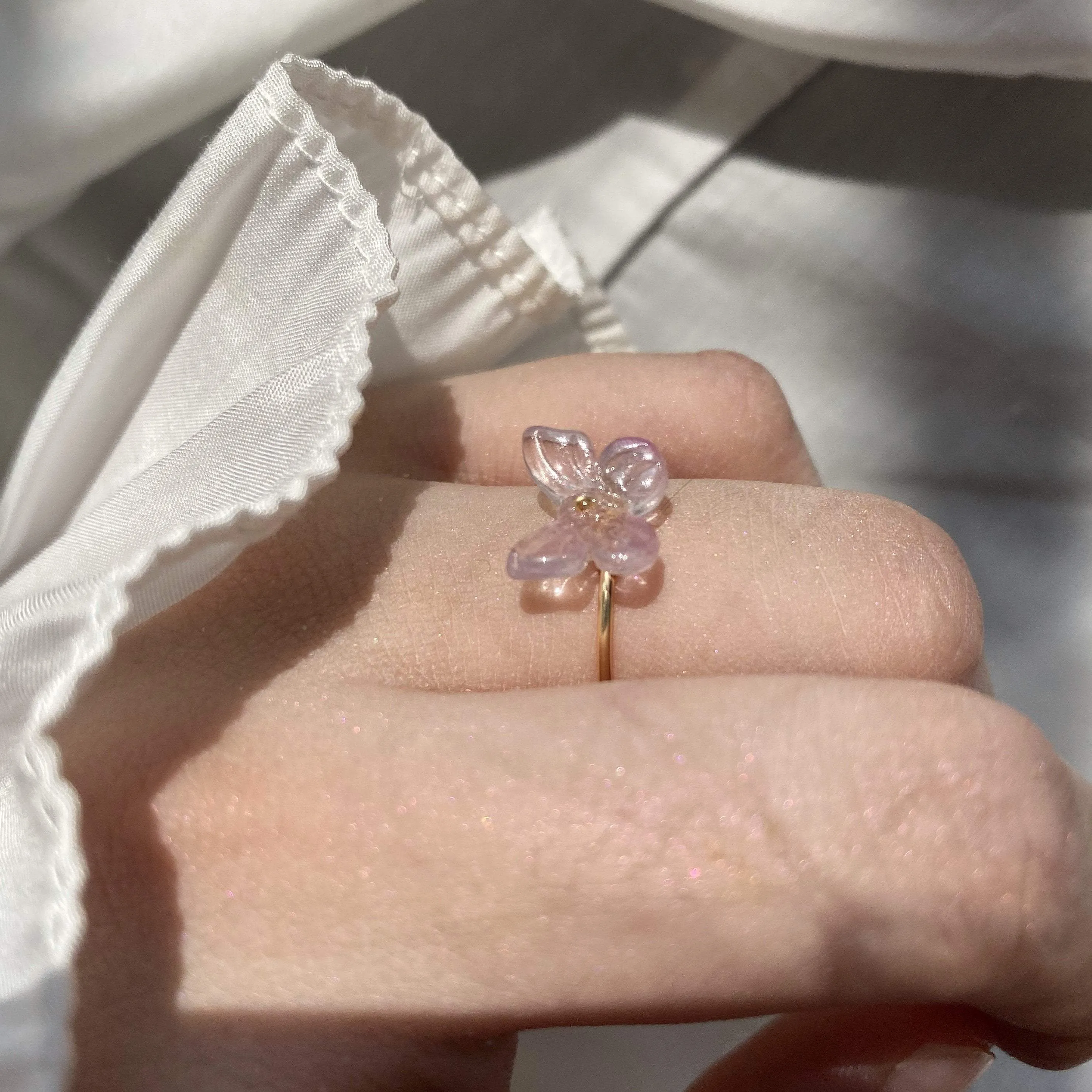 Butterfly Fairy Girl Soft Aesthetic Glass Ring