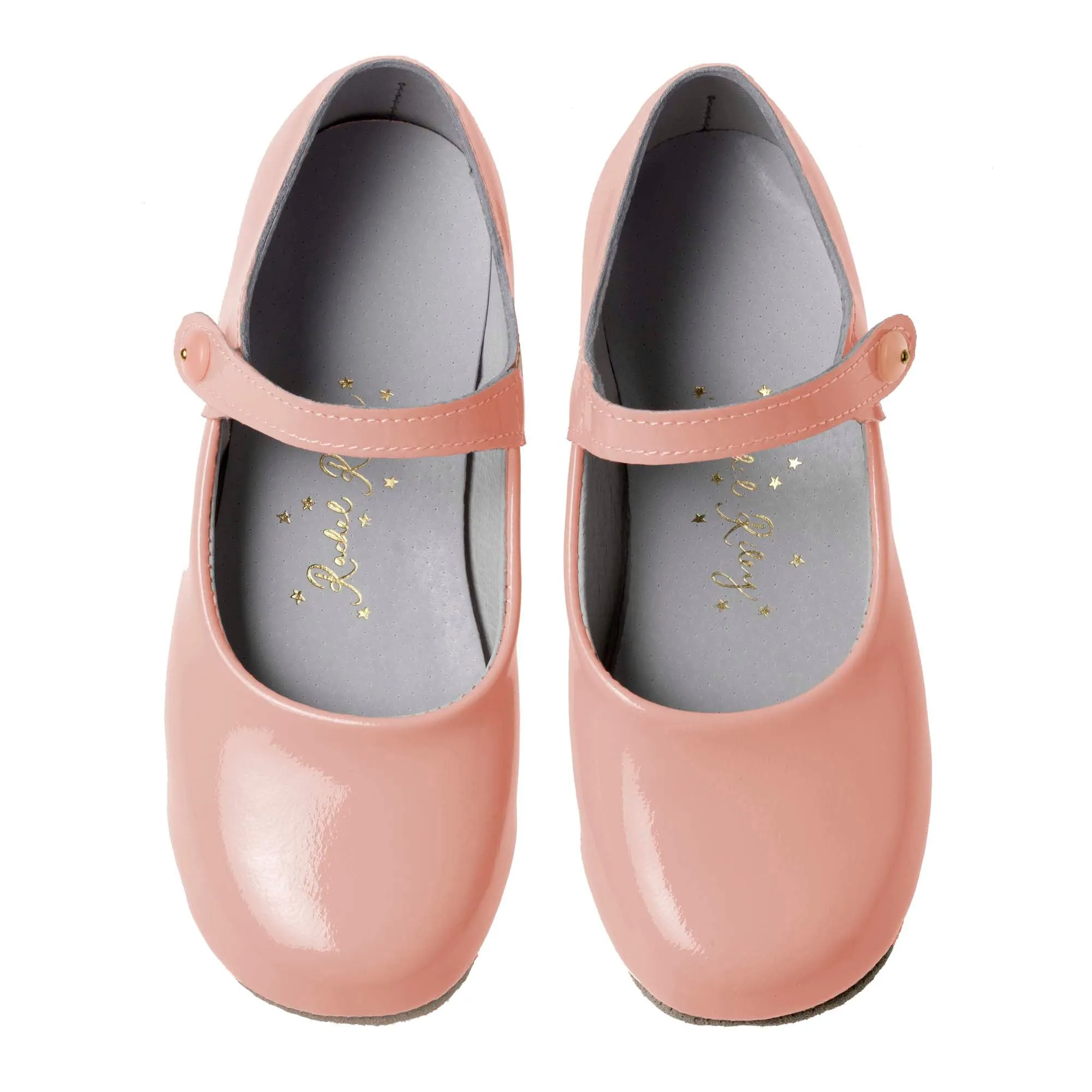 Button Strap Slippers, Pale Pink Patent