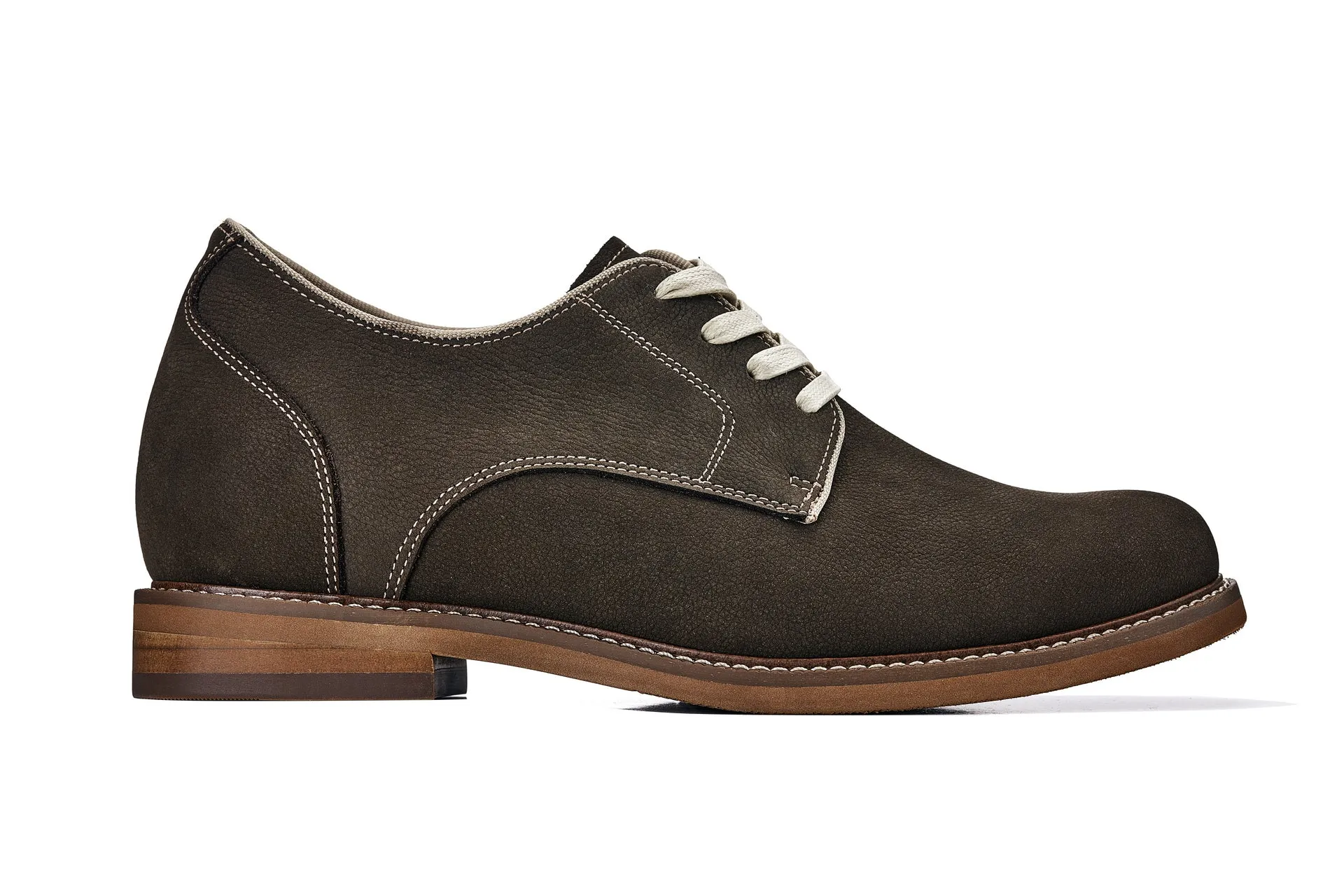 CALTO - J1311 - 3 Inches Taller (Sardine Grey) - Business Casual Leather Derbies