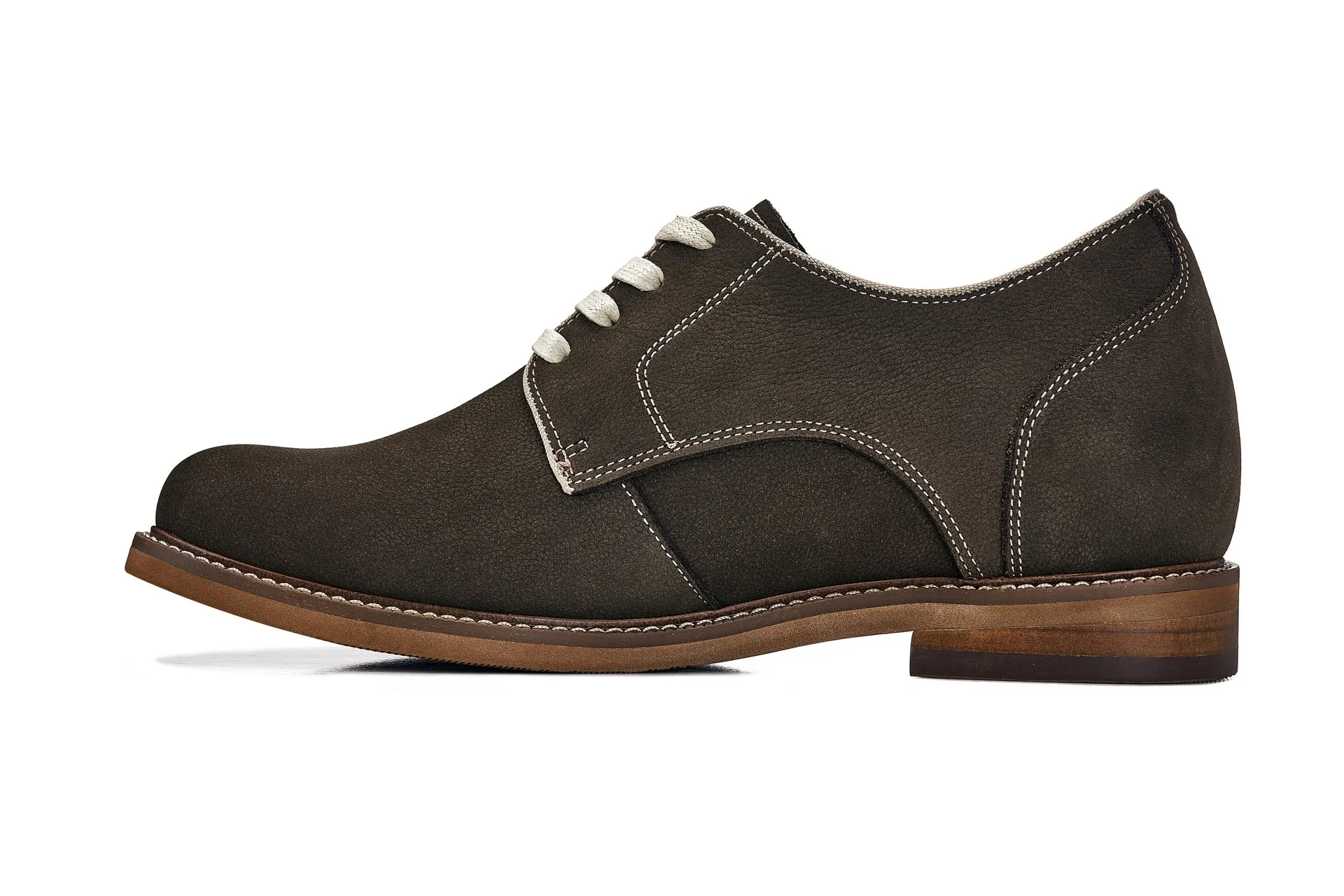 CALTO - J1311 - 3 Inches Taller (Sardine Grey) - Business Casual Leather Derbies