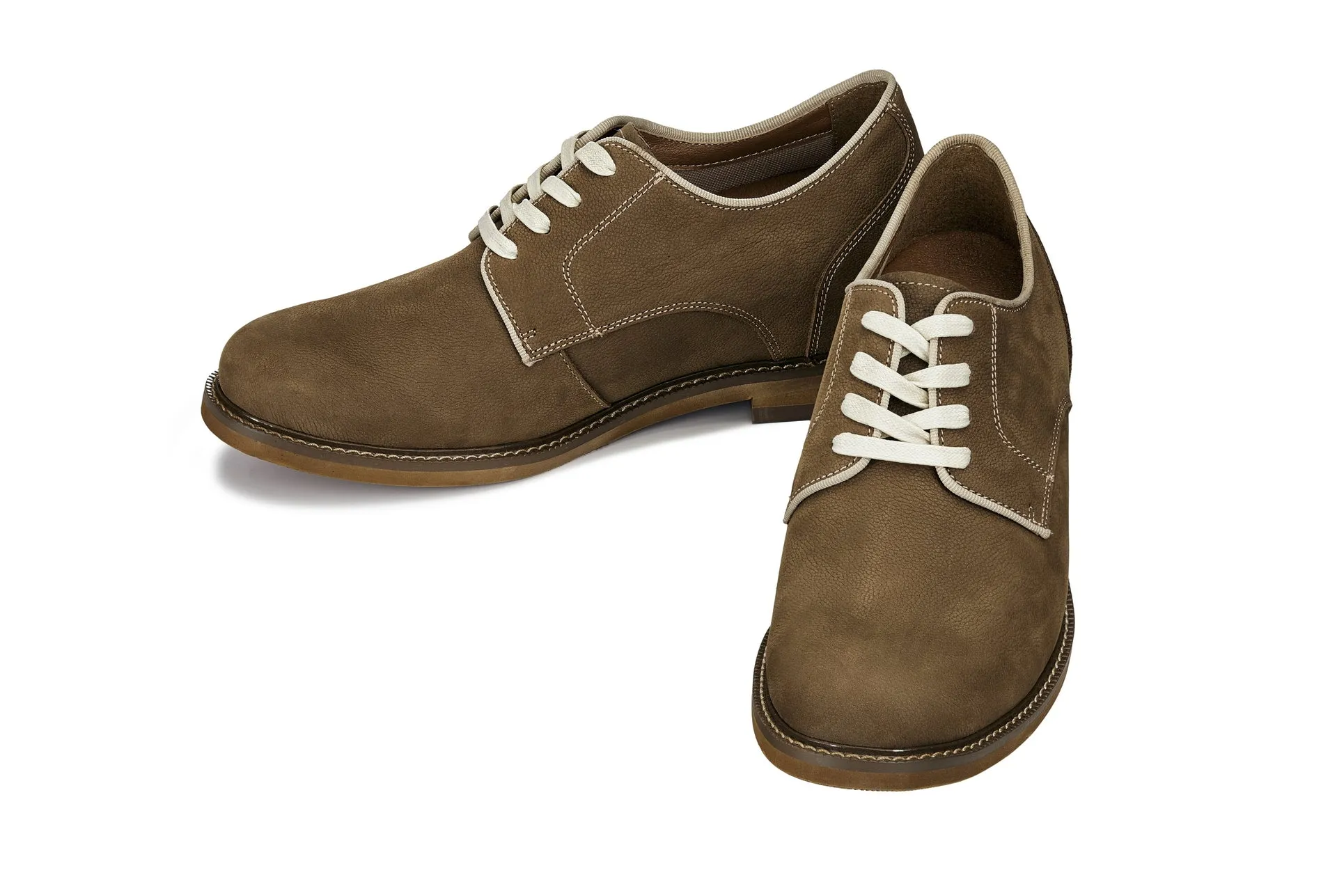 CALTO - J1312 - 3 Inches Taller (Khaki Brown) - Business Casual Leather Derbies