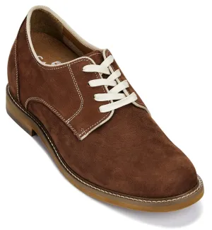 CALTO - J1313 - 3 Inches Taller (Terracotta Brown) - Business Casual Leather Derbies