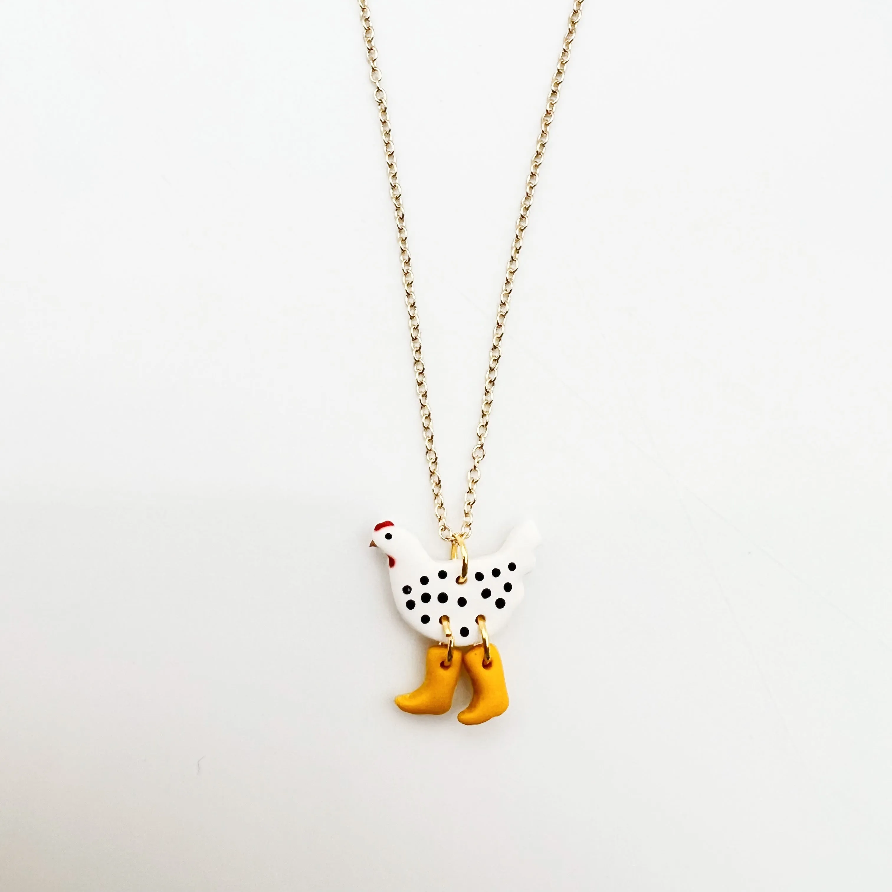 Chicken in Rainboots Necklace