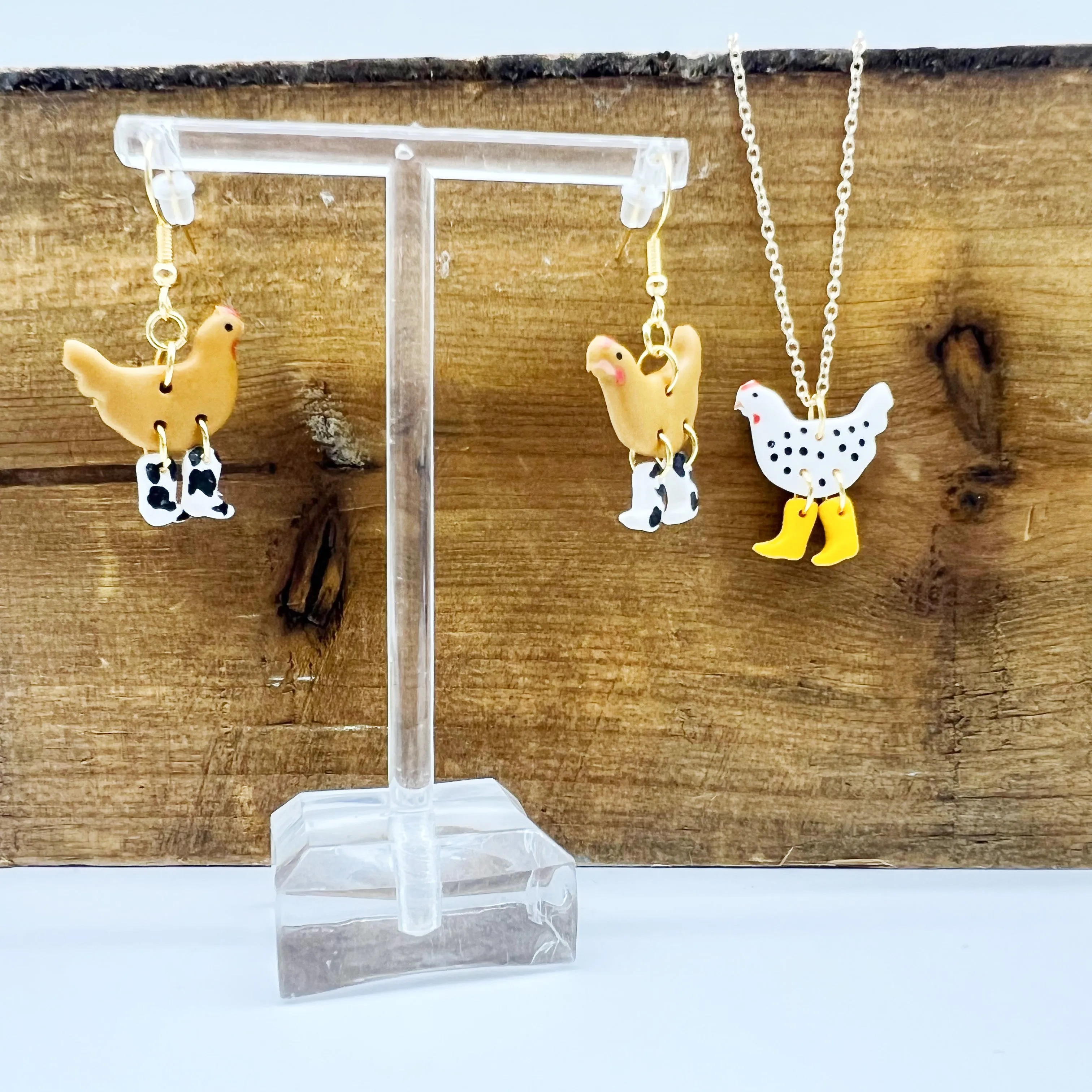 Chicken in Rainboots Necklace