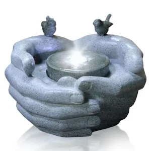 Cupped Hands Water Feature Outdoor With LED