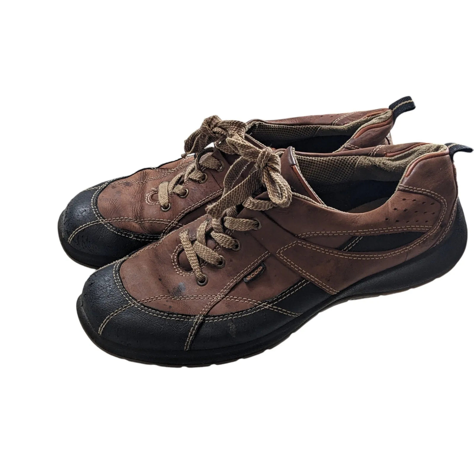 ECCO Shoes Mens 9-9.5 EU 43 Leather Lace Up Comfort Shoes Outdoor Hiking Walking