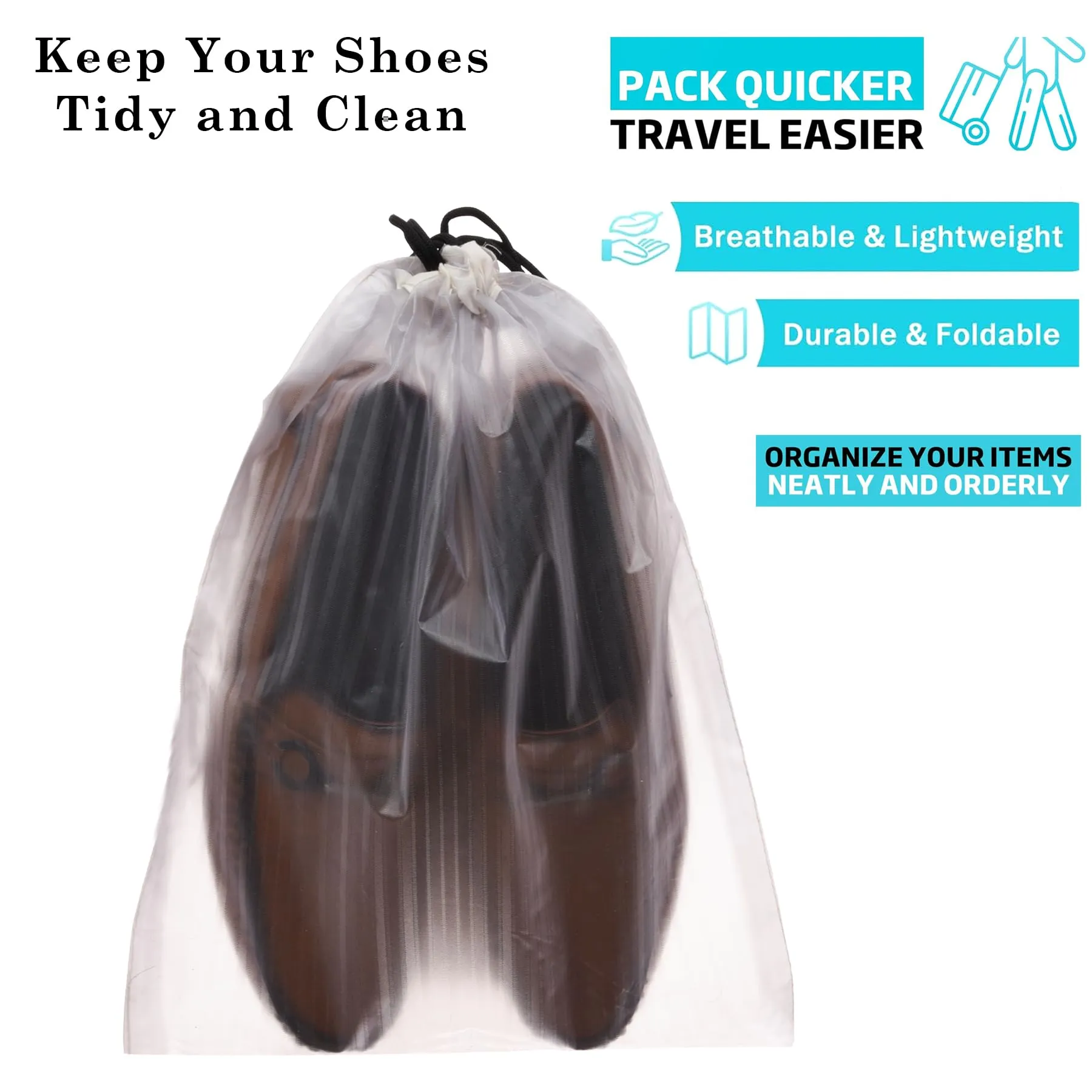 Heart Home Shoe Cover | Travel Shoe Storage Bags | Polyester Storage Bags | Drawstring Shoe Cover | Clear Transparent Shoe Storage Organizer | Pack of 18 | Multi