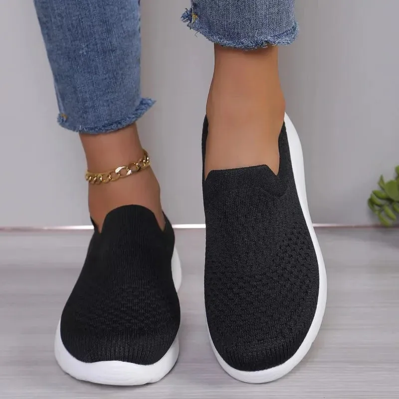 Hnzxzm Knitting Women Sneakers Mesh Sport Loafers Shoes FlatsCasual WalkingShoes New Summer 2024 Cozy Running TravelZapatillas Mujer