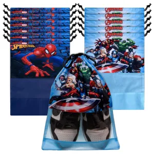 Kuber Industries Marvel Avengers Shoe Cover | Travel Shoe Storage Bags | Polyester Storage Bag | Drawstring Shoe Cover | Shoe Organizer with Clear Window | Pack of 12 | Multi