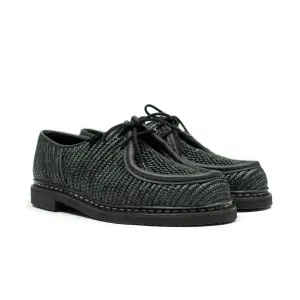 Michael Raphia tyrolean derbies in black raffia and leather piping