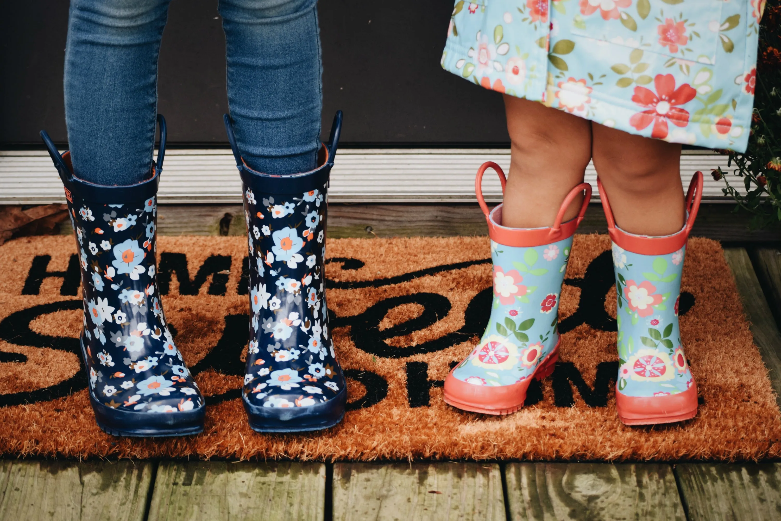 Navy Flower Rain Boot