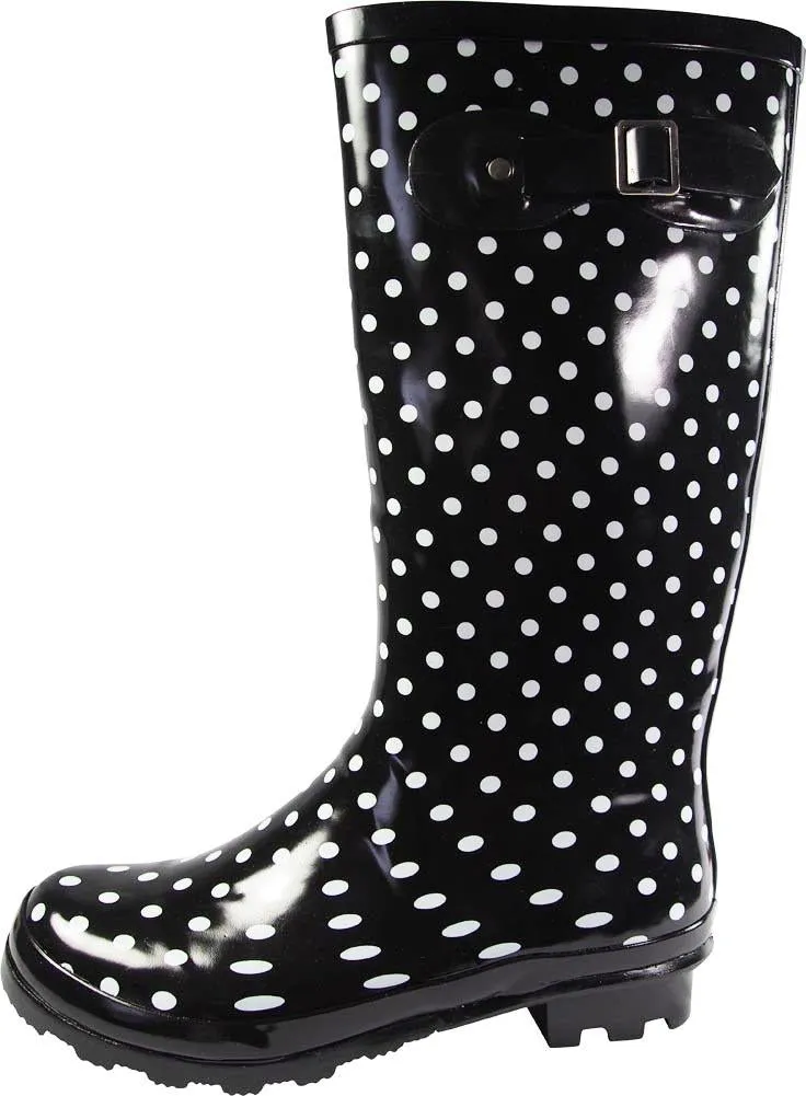 New Womens Rain Boots Rubber Solid Color Hi Height Wellie Hi Calf Snow Rainboots, 38740