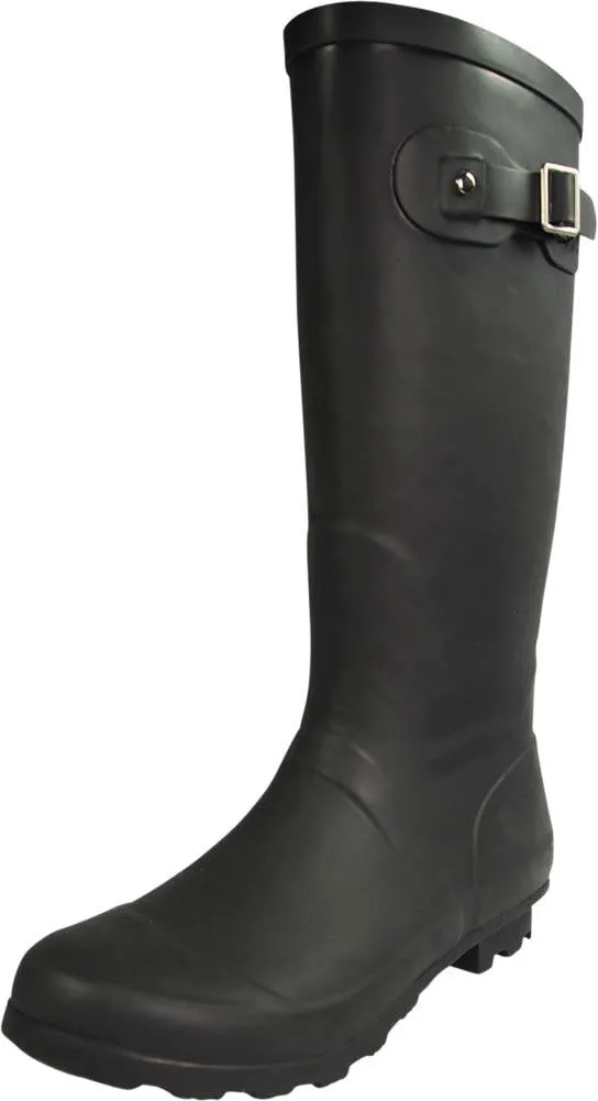 New Womens Rain Boots Rubber Solid Color Hi Height Wellie Hi Calf Snow Rainboots, 38740