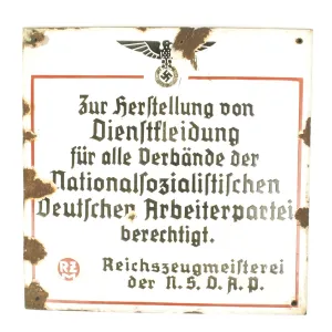 Original German WWII NSDAP Enamel Sign - 15" x 15"