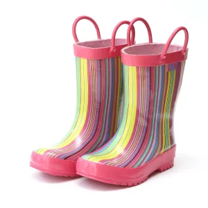 Pink Stripe Rain Boot