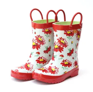 Red Flower Rain Boot