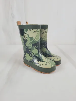 SPORTEK CAMO BIKE RAINBOOTS SIZE 5 CHILD PRE-LOVED/EUC