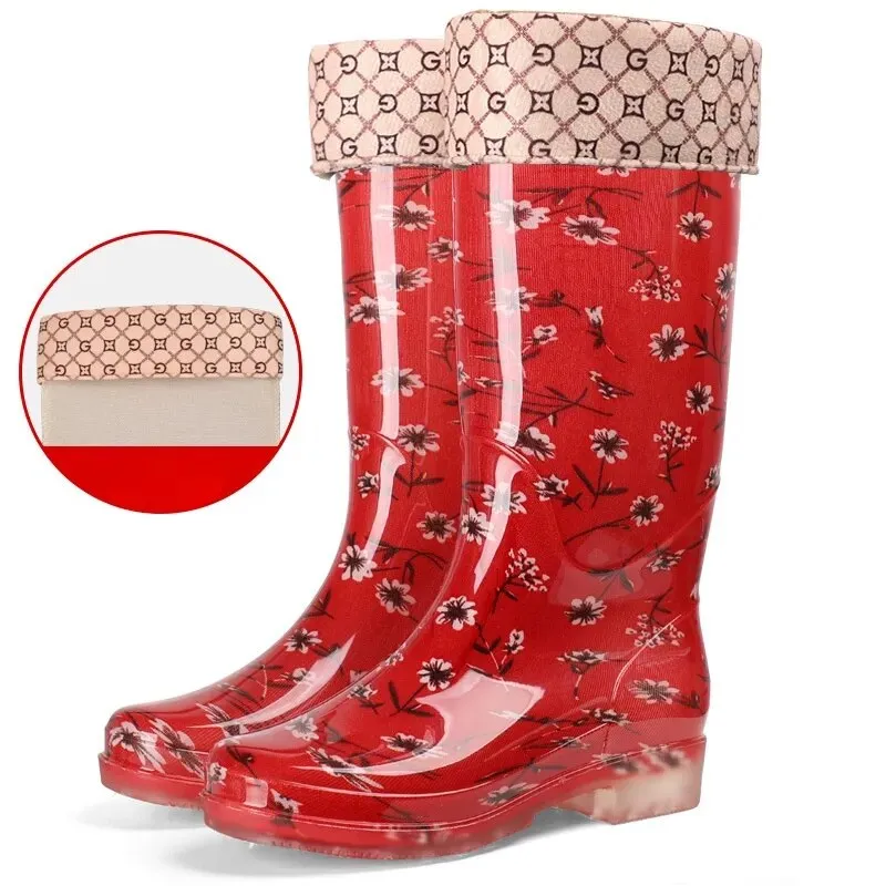 Women's Floral Print Rain Boots Waterproof Work Garden Water Non-slip Rubber Boot - WRB50144