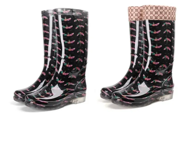 Women's Floral Print Rain Boots Waterproof Work Garden Water Non-slip Rubber Boot - WRB50144